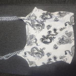 Cute chain dragon crop top